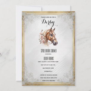 Convites Cabeça de Cavalo em Aquarela Elegante & Peônias Ro