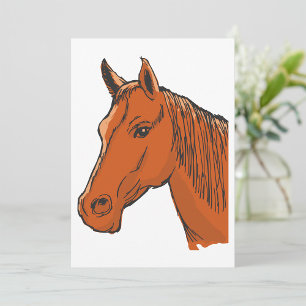 Convites Cabeça de Cavalo Fazenda Animal Marrom
