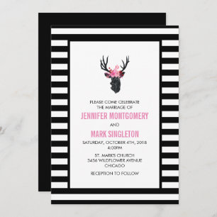 Convites Cabeça de cervo geométrico com Casamento de Coroa