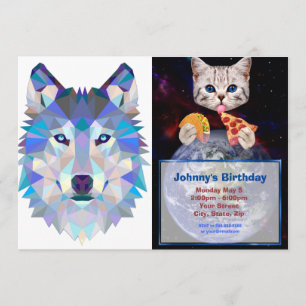 Convites Cabeça de lobo geométrico poligonal