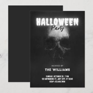 Convites Cabeça de osso Caveira preta halloween