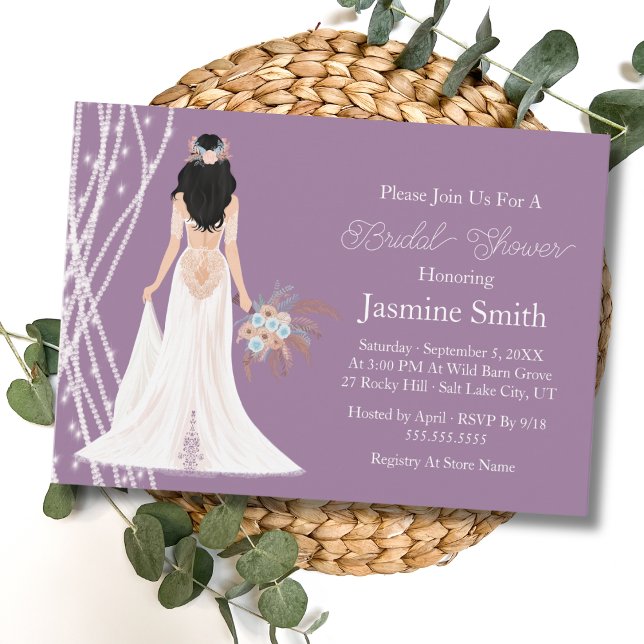 Convites Cabeça Preta Boho Com Chá de panela Pearls (Criador carregado)