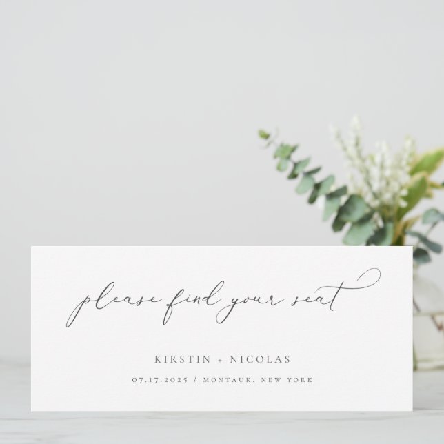 Convites Cabeçalho da placa de Mesa de Casamento Minimalist (Em pé/Frente)
