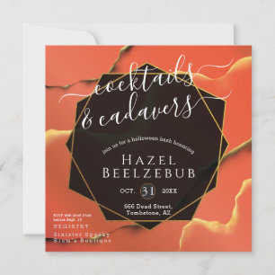 Convites Cabeças-coquetéis de Halloween Cadavers Ouro