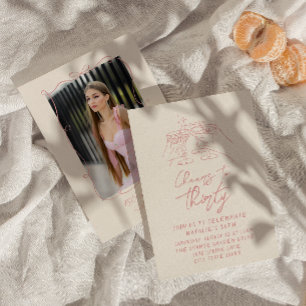 Convites Cabeças De Cocktail Desenhadas À Mão Para Trinta a