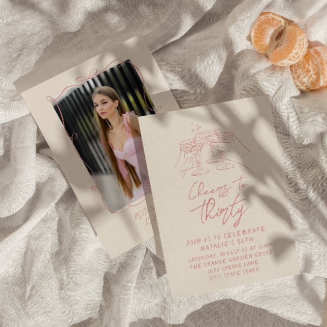 Convites Cabeças De Cocktail Desenhadas À Mão Para Trinta a (Criador carregado)