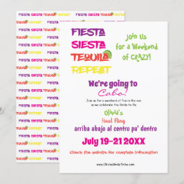 Convites Cabo Bachelorette: Fiesta, Siesta, Tequila, Repeti