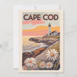 Convites Cabo Cod Massachusetts Painterly Viagem Art Retro