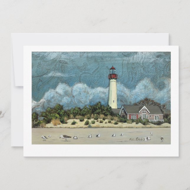 Convites Cabo May Lighthouse Painting, Nova Jersey (Frente)