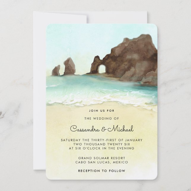 Convites Cabo San Lucas | El Arco | Casamento de Destino  (Frente)