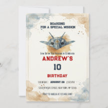 Caça a jato furtivo em aquarela de aniversário
