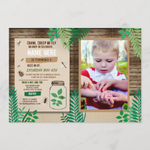 Convites Caça ao Bug Foto Caça Folhas de Madeira Festa Folh