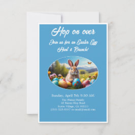 Convites Caça ao Ovo Brunch Easter Bunny azul - 