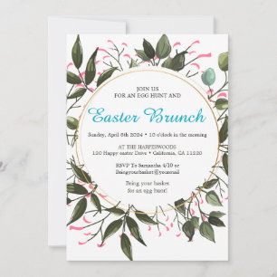 Convites Caça ao ovo de brunch floral com páscoa de aquarel