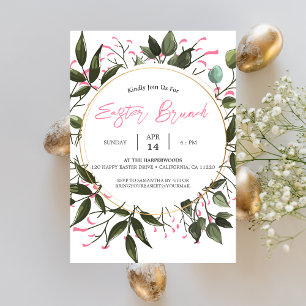 Convites Caça ao ovo de brunch floral com páscoa de aquarel