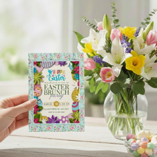 Convites Caça ao Ovo de Páscoa Floral Colorida em estilo de