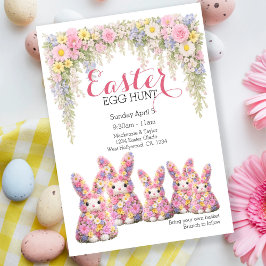 Convites Caça aos Ovos de Páscoa Almoço Coelhinho Bunny Flo