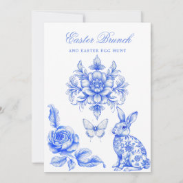 Convites Caça aos Ovos de Páscoa Blue Chinoiserie Brunch