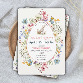 Convites Caça aos Ovos de Páscoa com Flores da Primavera e 