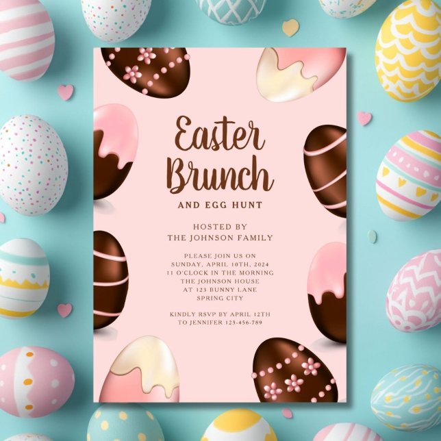 Convites Caça De Ovo Cortado E Brunei De Páscoa (Cute Egg Hunt And Easter Brunch Invitation)
