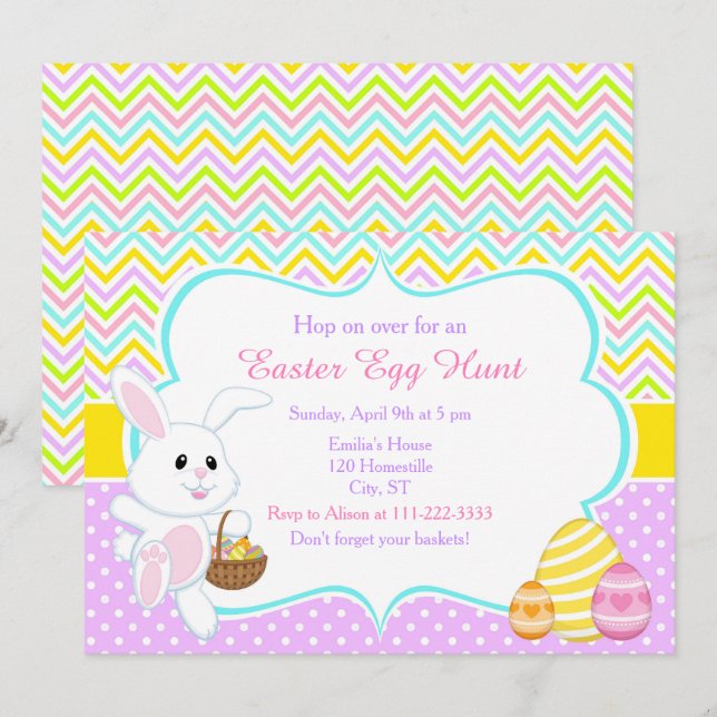 Convites Caça De Ovo De Páscoa Cuja Páscoa É Bonita (Frente/Verso)