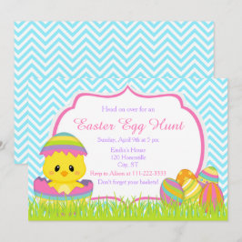 Convites Caça de Ovo de Páscoa de Cevrons Azuis