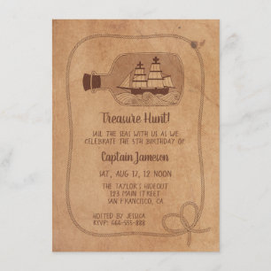 Convites Caça do tesouro Nave na Festa de aniversário do fr