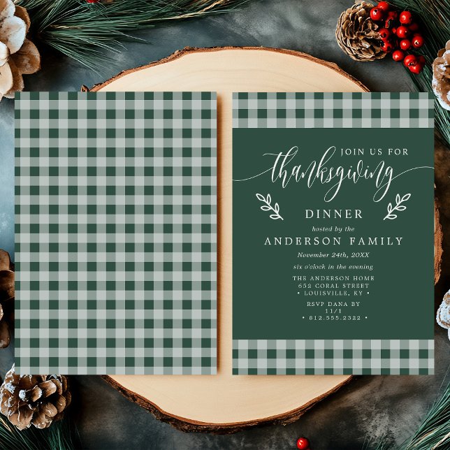 Convites Caça e Jantar de Ação de Graças com Xadrez Búfalo  (Criador carregado)