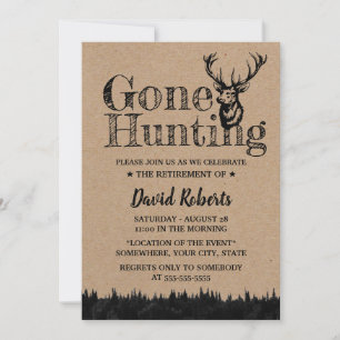 Convites Caça Festa de Aposentadoria Rústica Kraft
