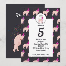 Convites Caça-porcos - Animais com festa