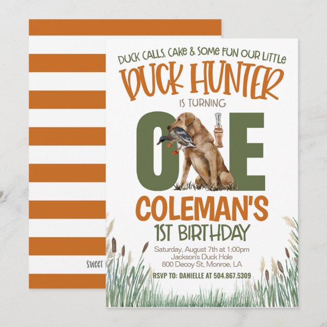 Convites Caça Primeiro Aniversário (Frente/Verso)