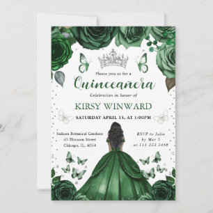 Convites Caçadores Green Vress Dark Skin Princess Quinceane