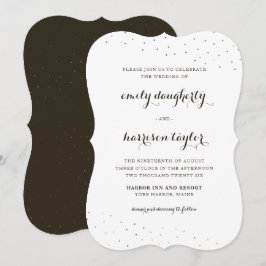 Convites Cacau Elegante e Branco com Casamento de Pontos De
