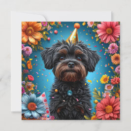 Convites Cachorrinho Adorável com Chapéu de Aniversário