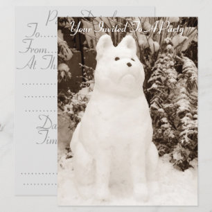 Convites cachorrinho engraçado akita snowman