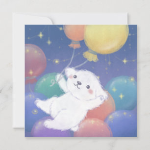 Convites Cachorrinho Fofo com Balões & Estrelas