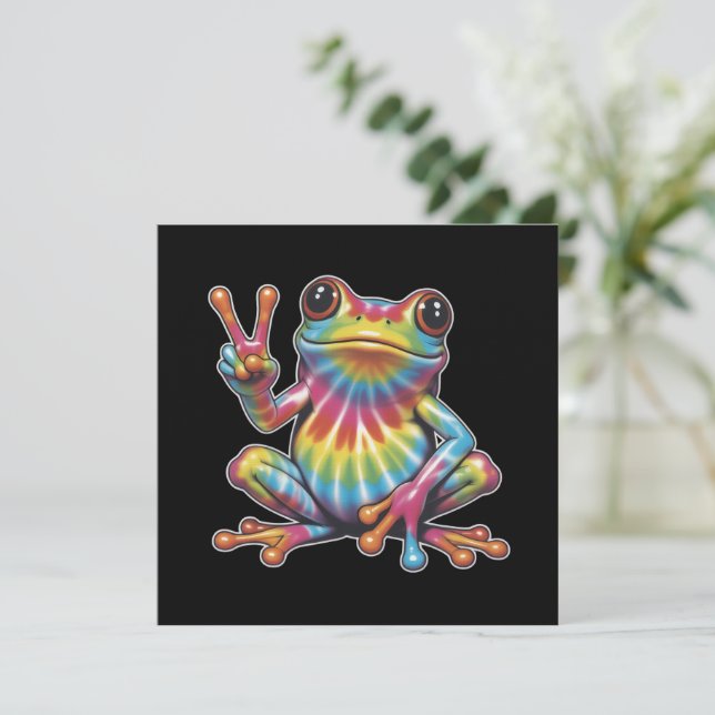Convites Cachorro Amante de Rã Engraçado Tie-Dye Rã Sinal d (Em pé/Frente)
