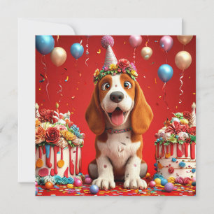 Convites Cachorro Beagle Adorável Comemora Aniversário