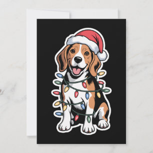 Convites Cachorro Beagle de Natal Chapéu do Papai Noel Luze