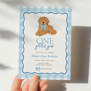 Convites Cachorro Blue Goldendoodle Ano Dourado Primeiro An
