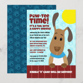 Convites Cachorro bonitinho na cerca Pet Adotion Pawprint P