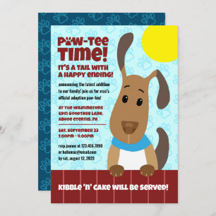 Convites Cachorro bonitinho na cerca Pet Adotion Pawprint P