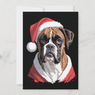 Convites Cachorro Boxer Chapéu de Papai Noel Retrato de Nat