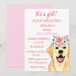 Convites Cachorro Cachorro Labrador Animais Rosa Puppy Bebê