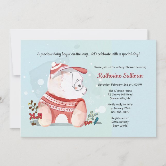 Convites Cachorro Com Chá de fraldas De Óculos (Frente)