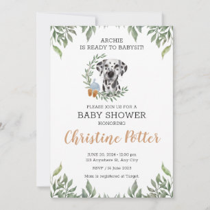 Convites Cachorro Dalmaciano Puppy Greenery Boho Chá de fra