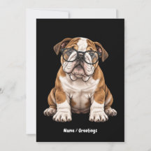 Cachorro de Bulldog Inglês com Óculos Arte Divert