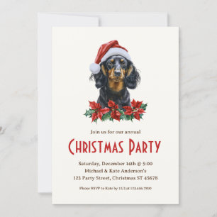 Convites Cachorro de Dachshund em uma festa de Natal de Pet