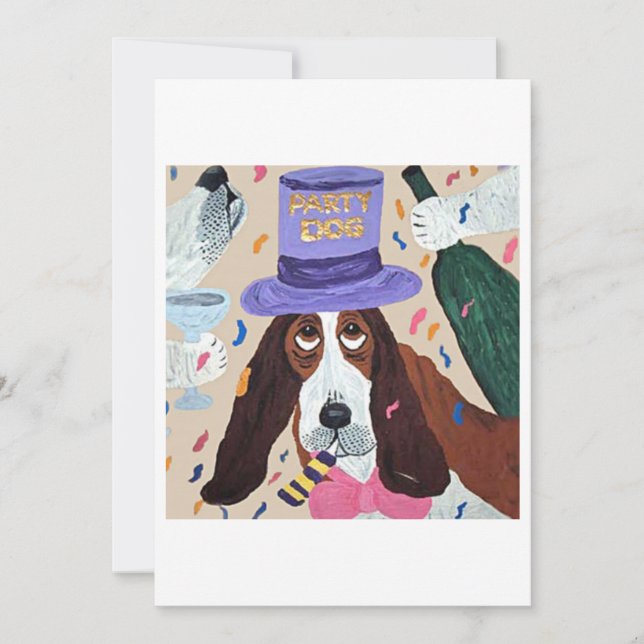 Convites Cachorro de Festa Basset Hound  (Frente)