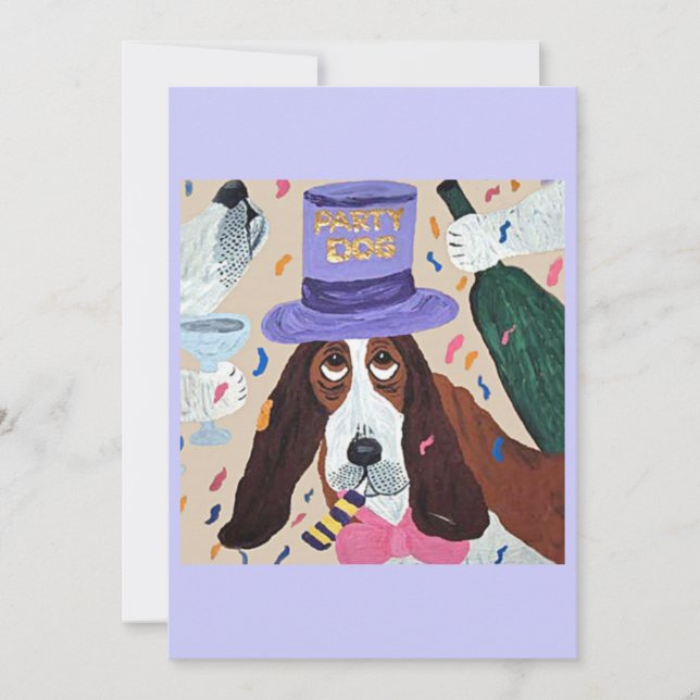 Convites Cachorro de Festa Basset Hound  (Frente)